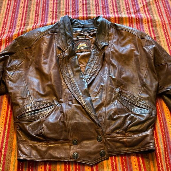 ADVENTURE BOUND ORIGINALS WORLDWIDE TRADING CO BOMBER  LEATHER JACKET BELT ZIP - Picture 1 of 8